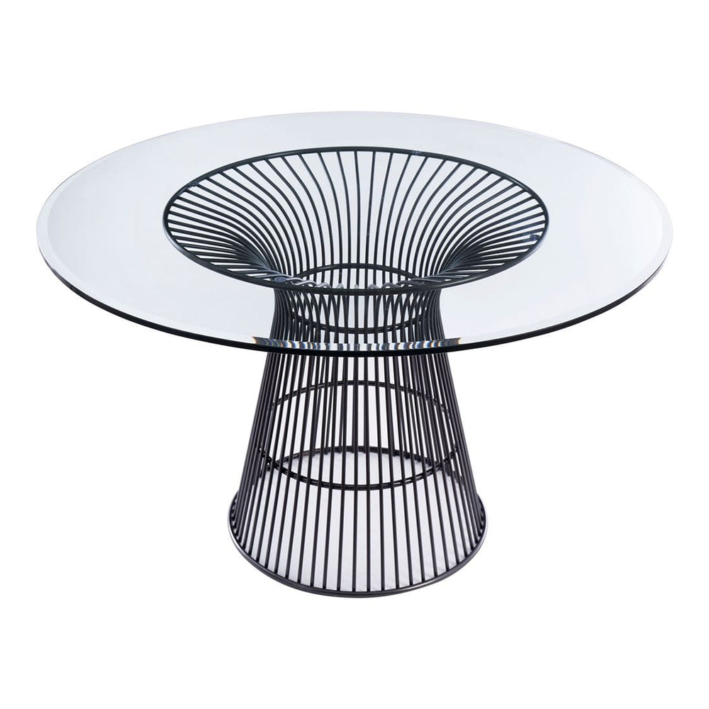 Chandler - Modern Round Glass & Black Stainless Steel Dining Table - View 11