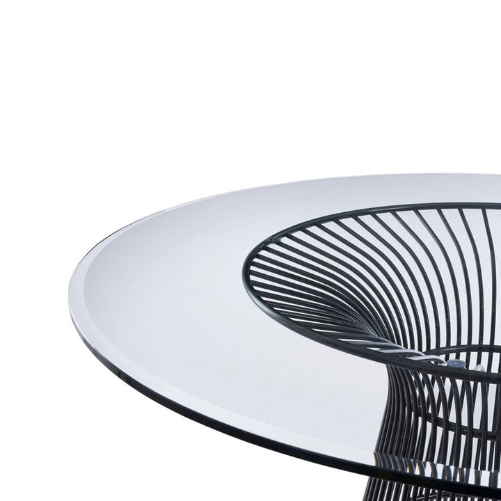 Chandler - Modern Round Glass &amp; Black Stainless Steel Dining Table