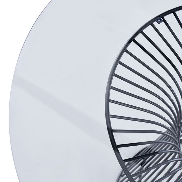 Chandler - Modern Round Glass &amp; Black Stainless Steel Dining Table