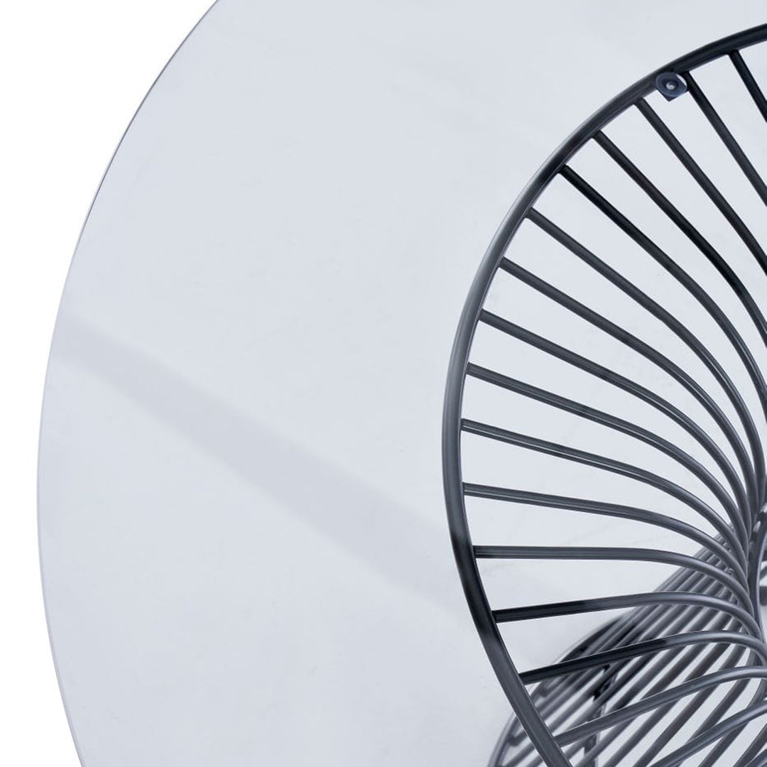 Chandler - Modern Round Glass & Black Stainless Steel Dining Table