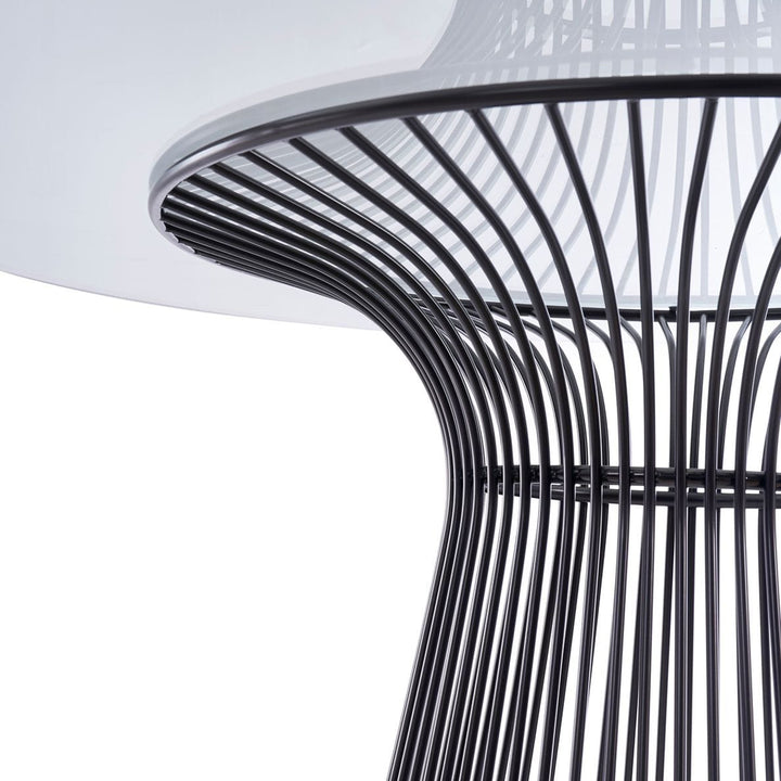 Chandler - Modern Round Glass &amp; Black Stainless Steel Dining Table