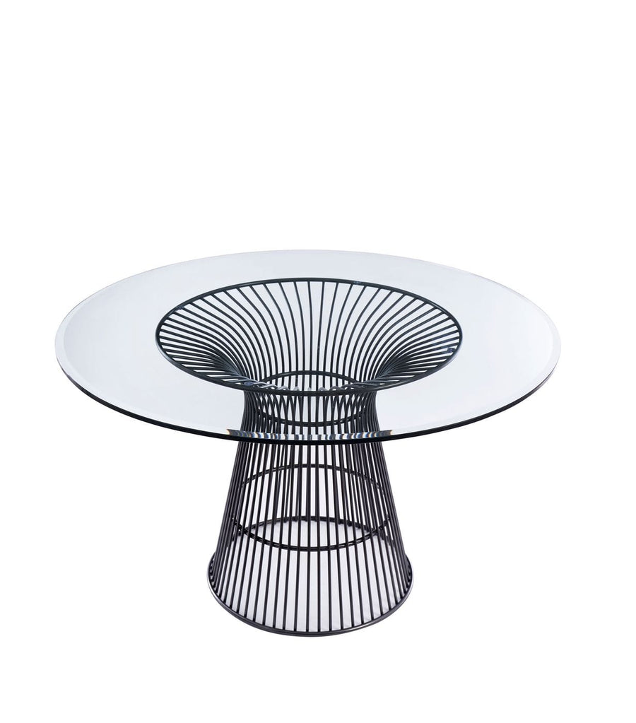Chandler - Modern Round Glass  and  Black Stainless Steel Dining Table