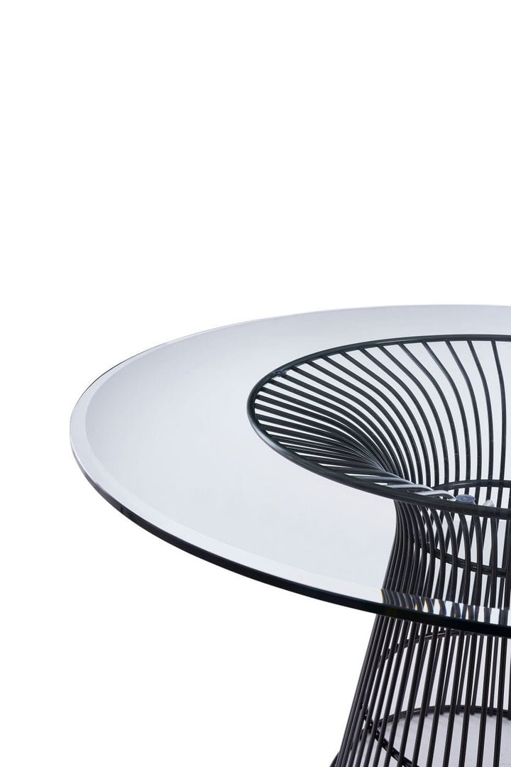 Chandler - Modern Round Glass &amp; Black Stainless Steel Dining Table