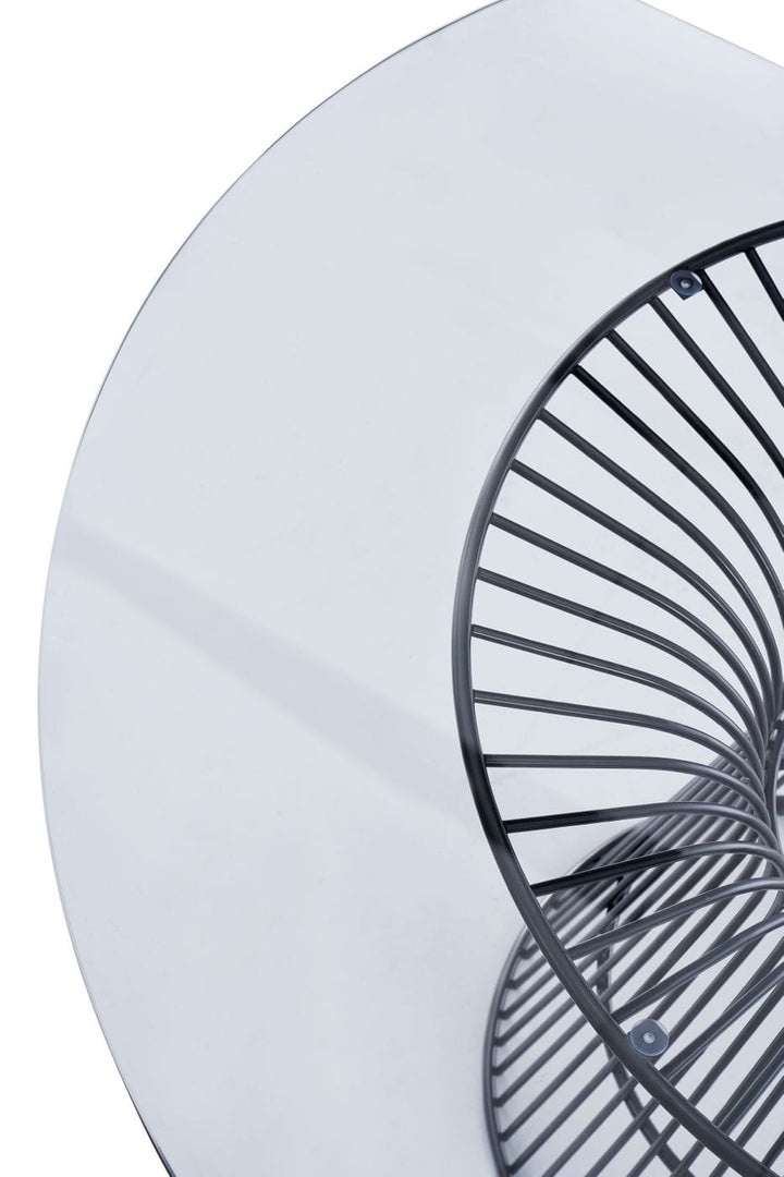 Chandler - Modern Round Glass &amp; Black Stainless Steel Dining Table