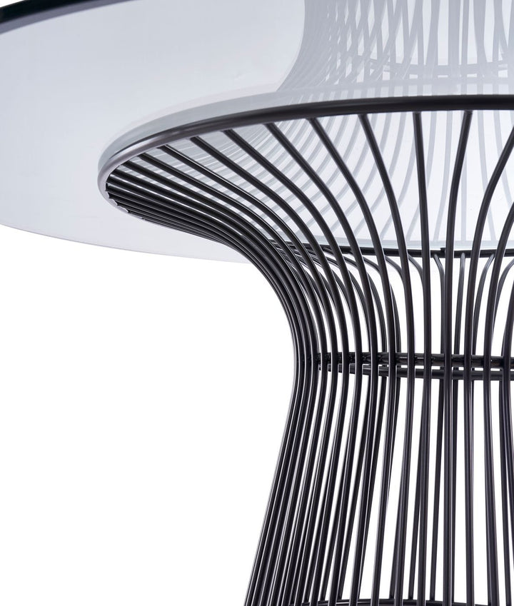Chandler - Modern Round Glass &amp; Black Stainless Steel Dining Table