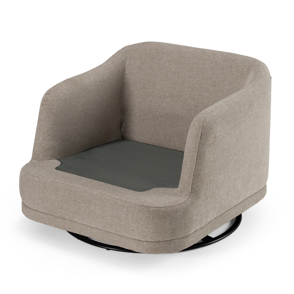 Chantry - Modern Grey Sand Fabric Swivel Accent Chair - View 8