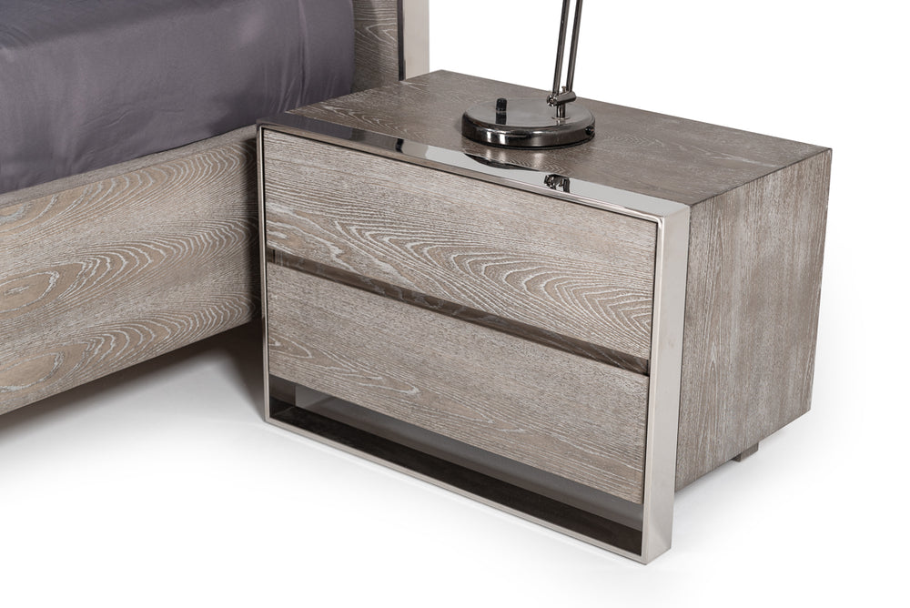 Arlene Modern Grey Elm Nightstand - View 6