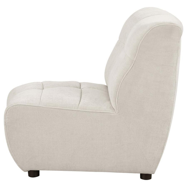 Charlotte - Upholstered Curved Armless Chair - Ivory Stationary Chair modern furniture Contempo Furniture