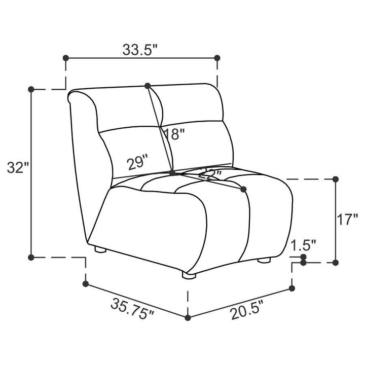 Charlotte - Upholstered Curved Armless Chair - Ivory Stationary Chair modern furniture Contempo Furniture