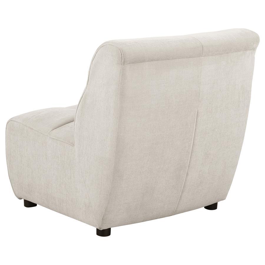 Charlotte - Upholstered Curved Armless Chair - Ivory Stationary Chair modern furniture Contempo Furniture