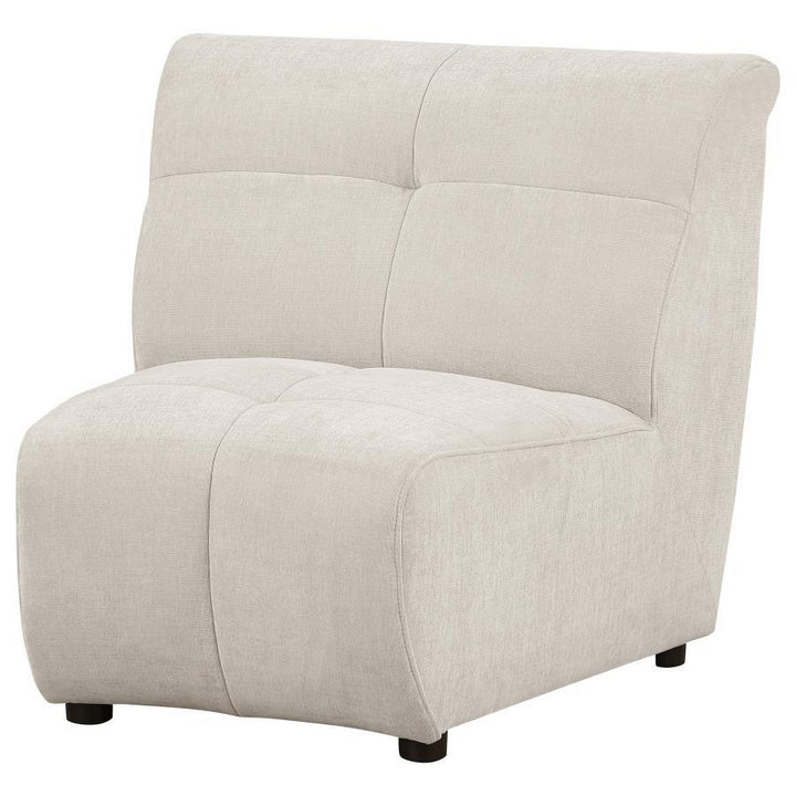 Charlotte - Upholstered Curved Armless Chair - Ivory Stationary Chair modern furniture Contempo Furniture
