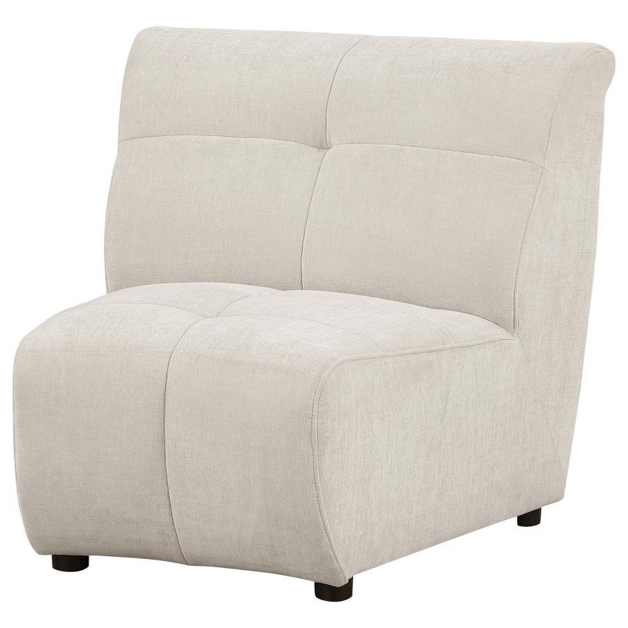 Charlotte - Upholstered Curved Armless Chair - Ivory Stationary Chair modern furniture Contempo Furniture