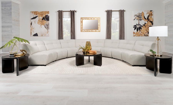 Charlotte - Upholstered Curved Armless Chair - Ivory Stationary Chair modern furniture Contempo Furniture