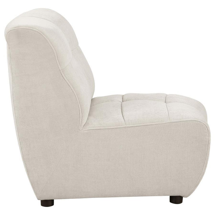 Charlotte - Upholstered Curved Armless Chair - Ivory Stationary Chair modern furniture Contempo Furniture