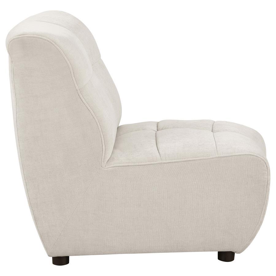 Charlotte - Upholstered Curved Armless Chair - Ivory Stationary Chair modern furniture Contempo Furniture