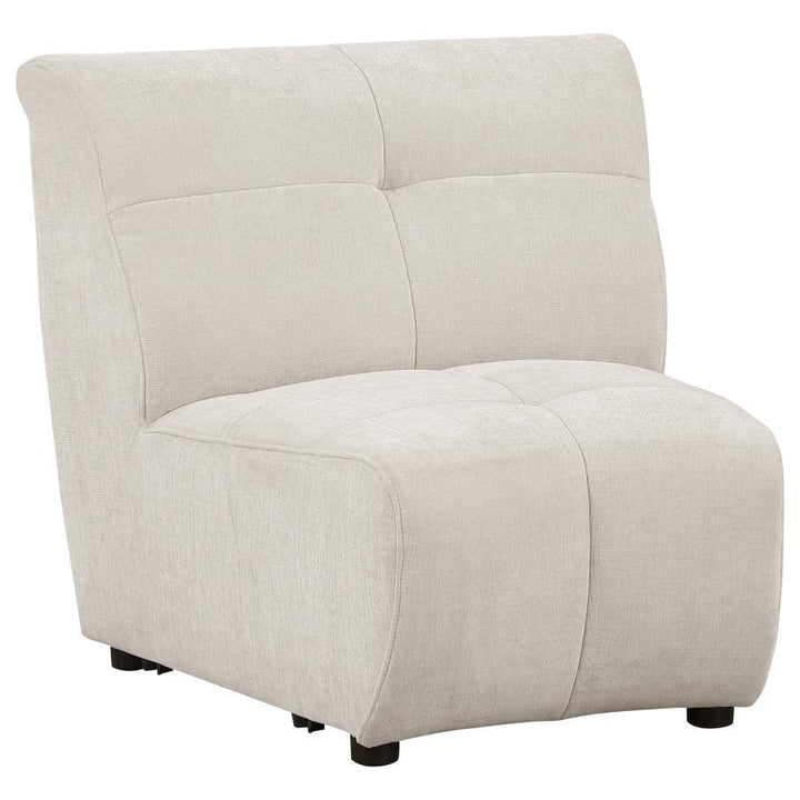 Charlotte - Upholstered Curved Armless Chair - Ivory Stationary Chair modern furniture Contempo Furniture