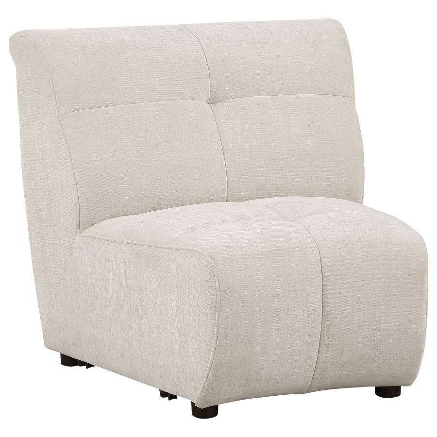 Charlotte - Upholstered Curved Armless Chair - Ivory Stationary Chair modern furniture Contempo Furniture