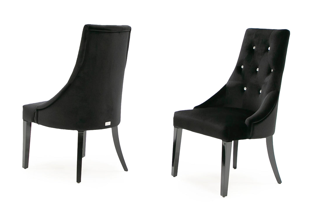 Charlotte - Black Velour Dining Chair (Set of 2)