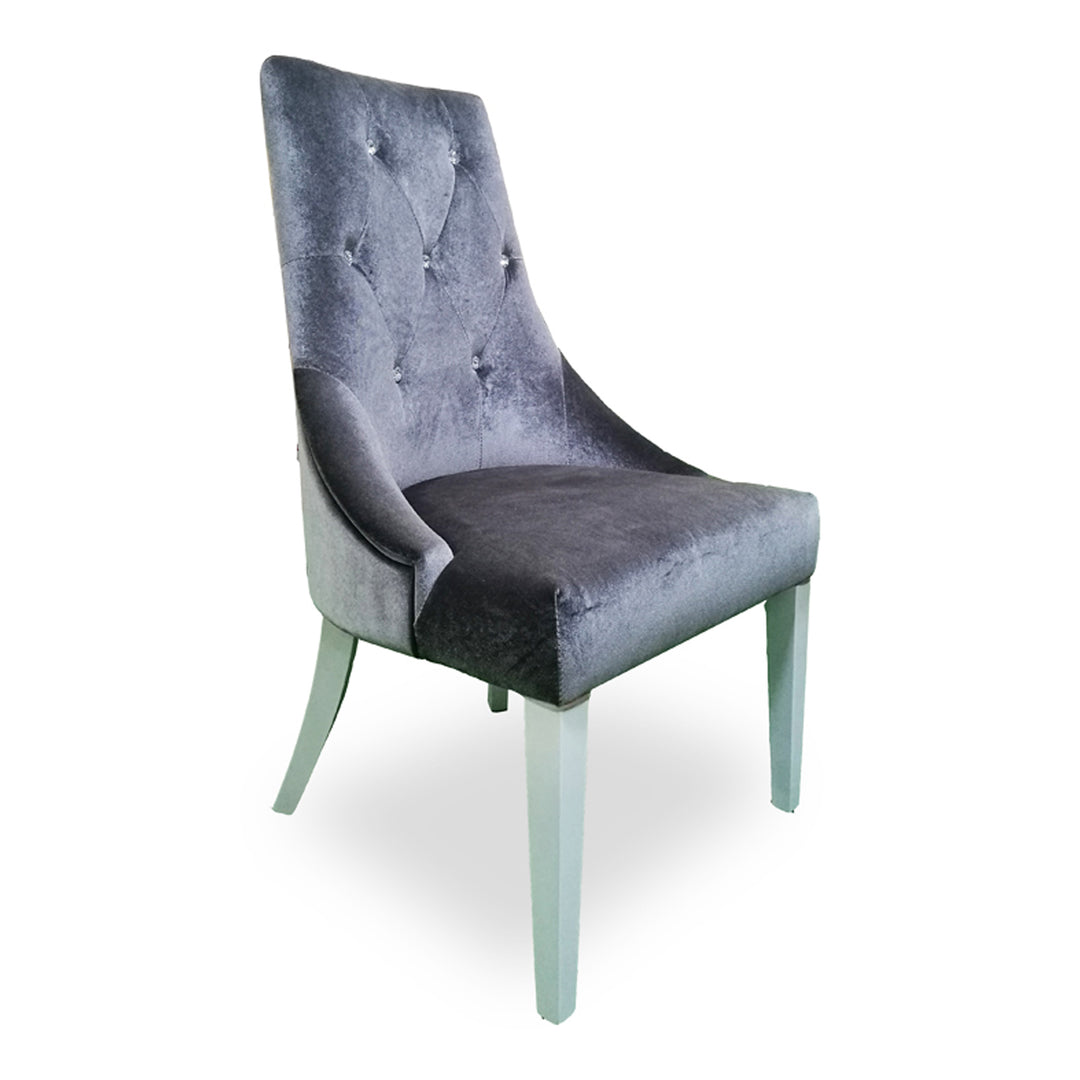 Charlotte - Grey Velour & White High Gloss Dining Chair (Set of 2)