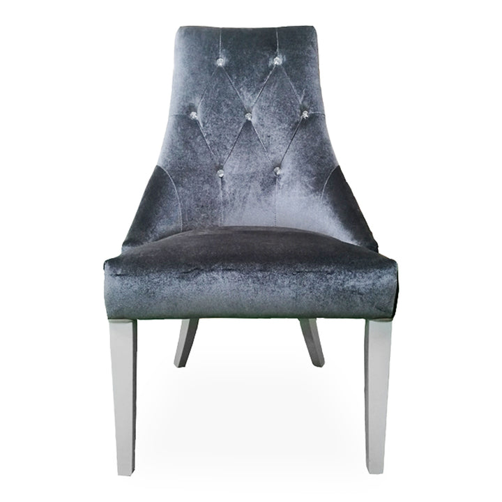 Charlotte - Grey Velour &amp; White High Gloss Dining Chair (Set of 2)
