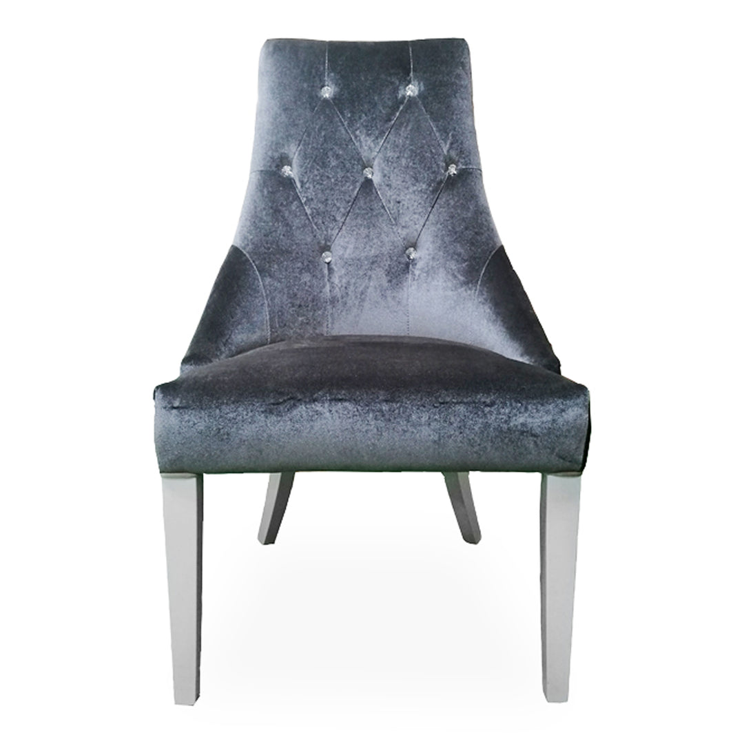 Charlotte - Grey Velour & White High Gloss Dining Chair (Set of 2)