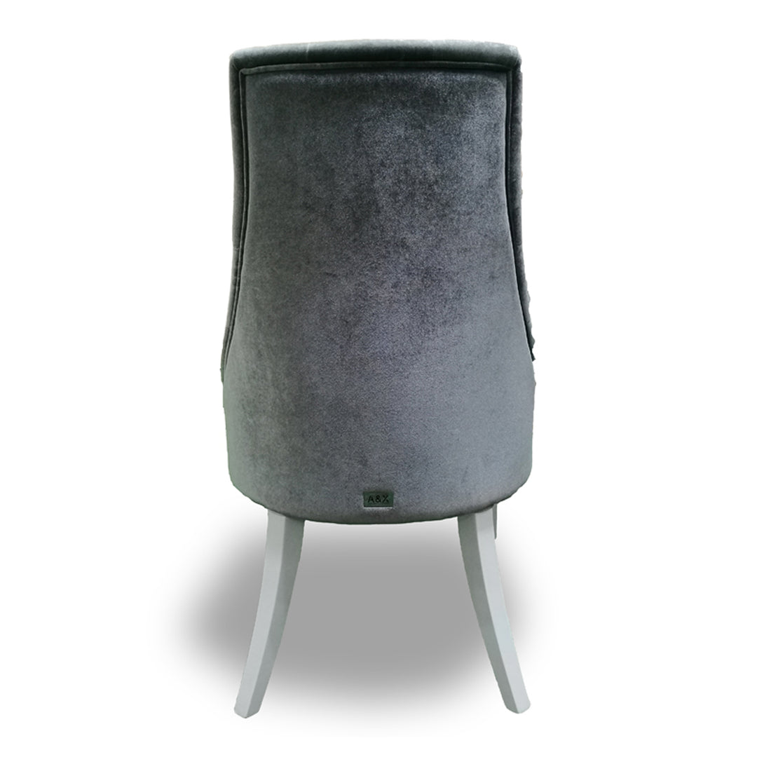 Charlotte - Grey Velour & White High Gloss Dining Chair (Set of 2)