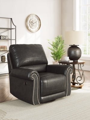 Chasemore Swivel Glider Recliner - Dark Gray Swivel Glider Chair modern furniture Contempo Furniture