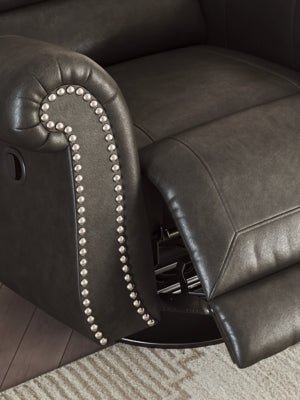 Chasemore Swivel Glider Recliner - Dark Gray Swivel Glider Chair modern furniture Contempo Furniture