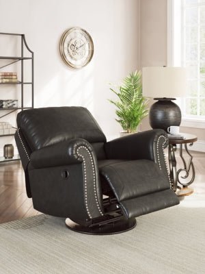 Chasemore Swivel Glider Recliner - Dark Gray Swivel Glider Chair modern furniture Contempo Furniture