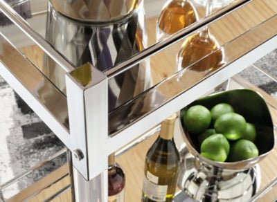 Chaseton Bar Cart - Pearl Silver Bar Cart modern furniture Contempo Furniture
