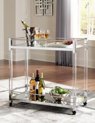 Chaseton Bar Cart - Pearl Silver Bar Cart modern furniture Contempo Furniture