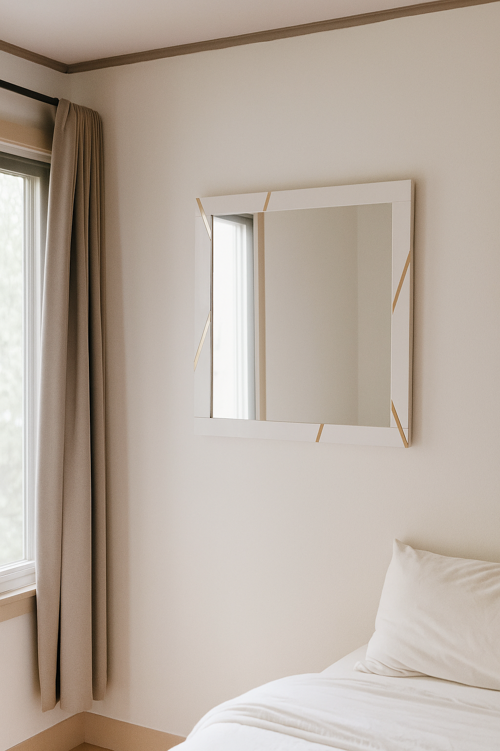 Nixa - Modern White & Gold Mirror