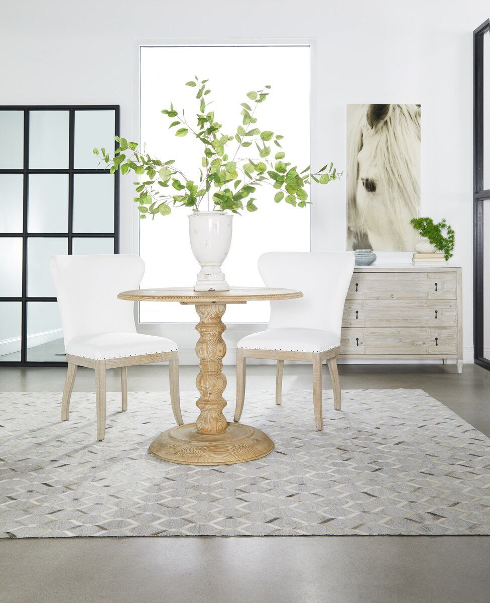 Chelsea 42" Round Dining Table - Smoke Gray Pine Round Dining Table modern furniture Contempo Furniture