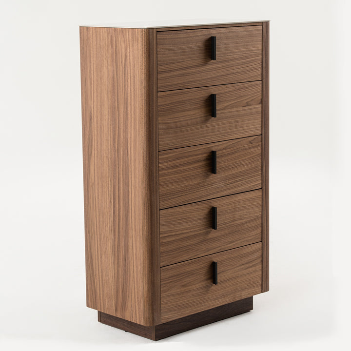 Chelton- Contemporary Walnut and White Ceramic Chest
