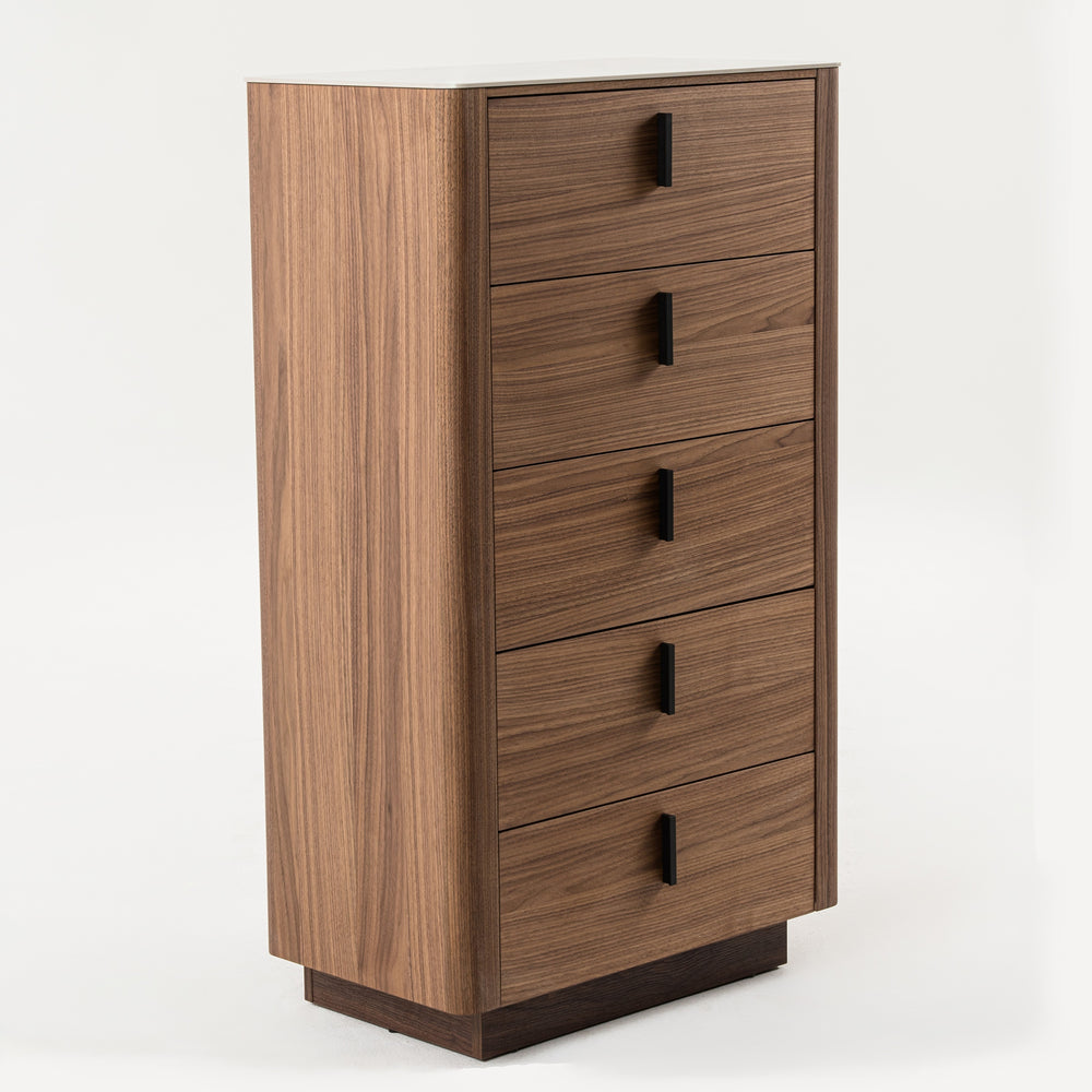 Chelton- Contemporary Walnut and White Ceramic Chest - View 3