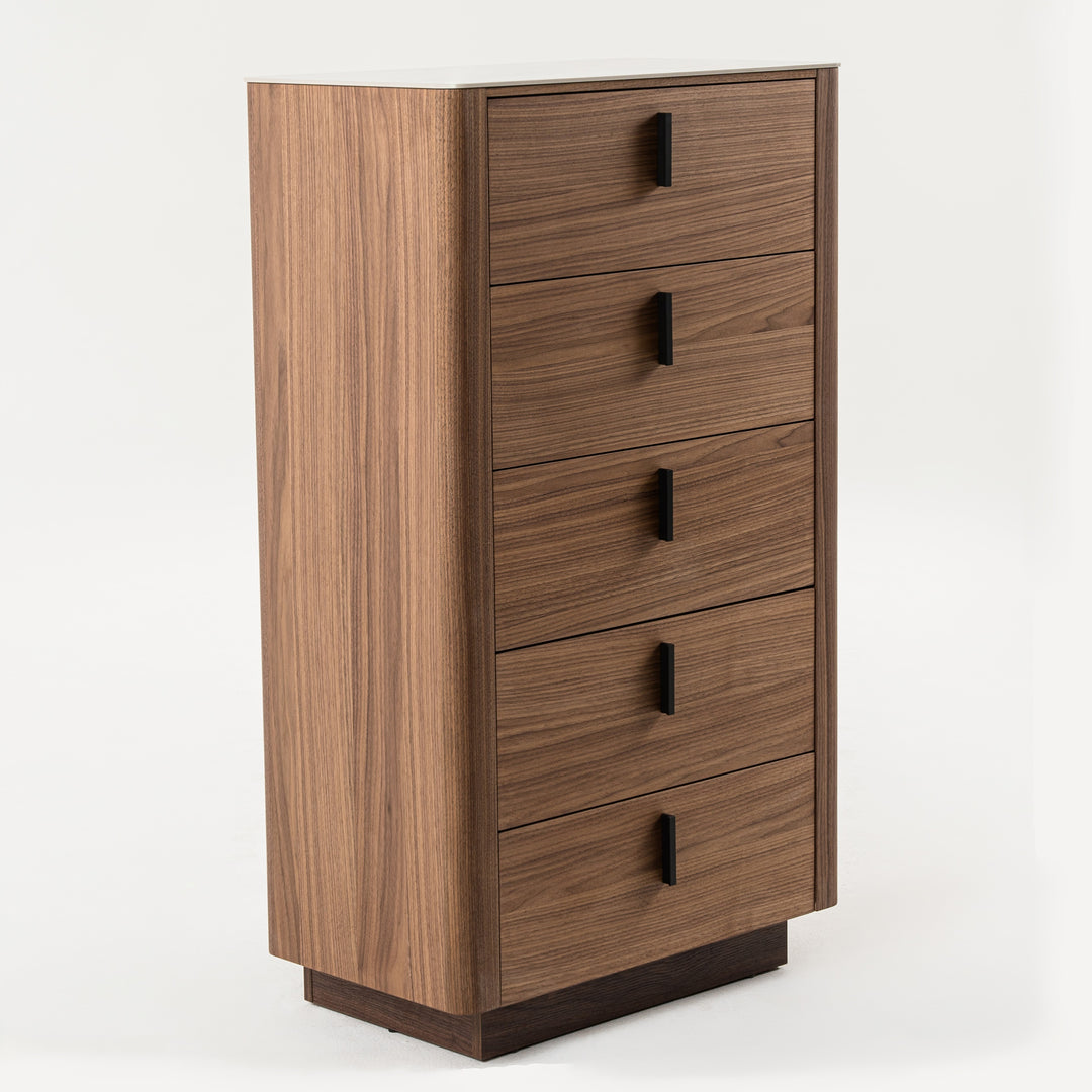 Chelton- Contemporary Walnut and White Ceramic Chest