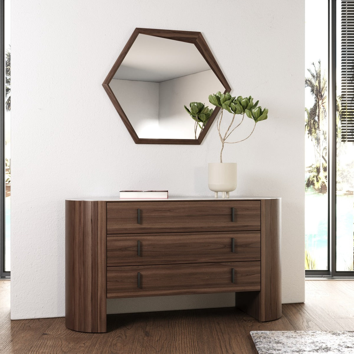 Chelton - Modern Walnut Mirror
