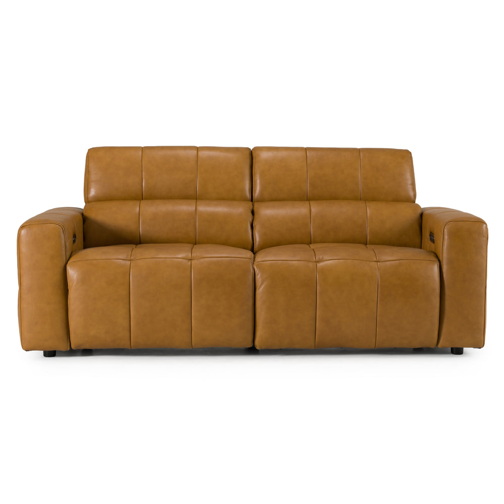 Chevak - Modern Brown Leather Sofa w/ 2 Recliners