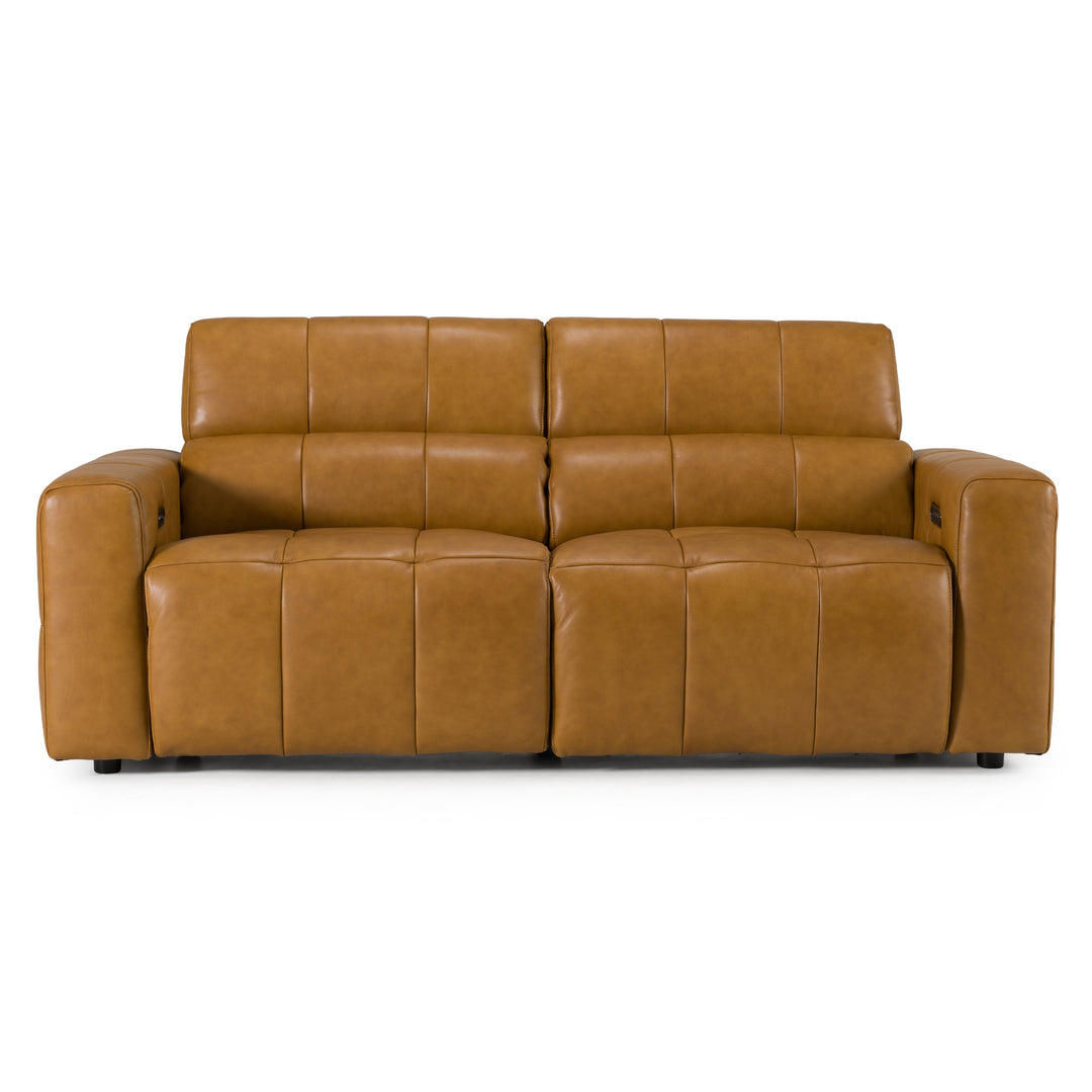 Chevak - Modern Brown Leather Sofa w/ 2 Recliners