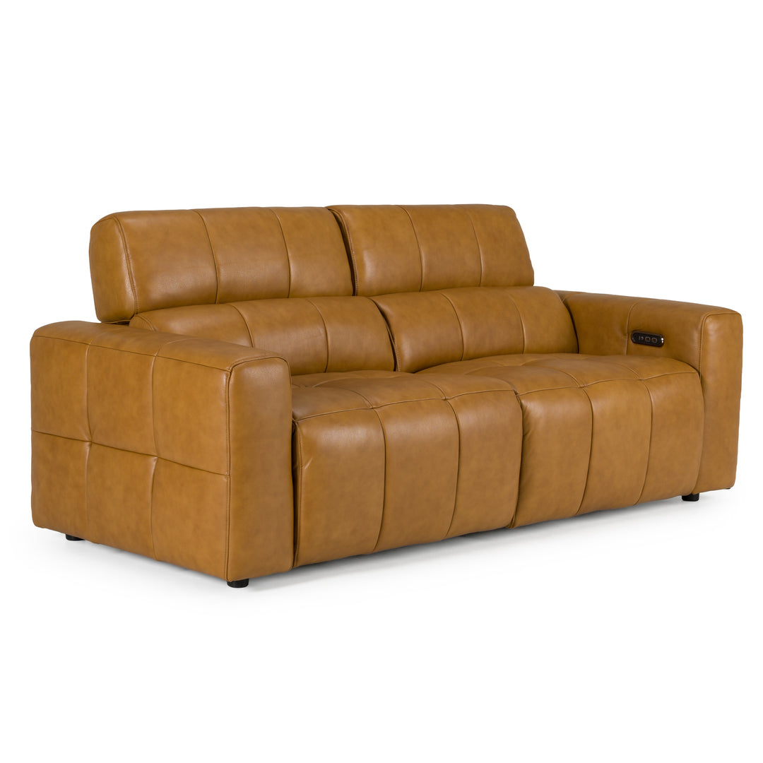 Chevak - Modern Brown Leather Sofa w/ 2 Recliners