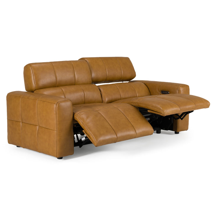 Chevak - Modern Brown Leather Sofa with 2 Recliners