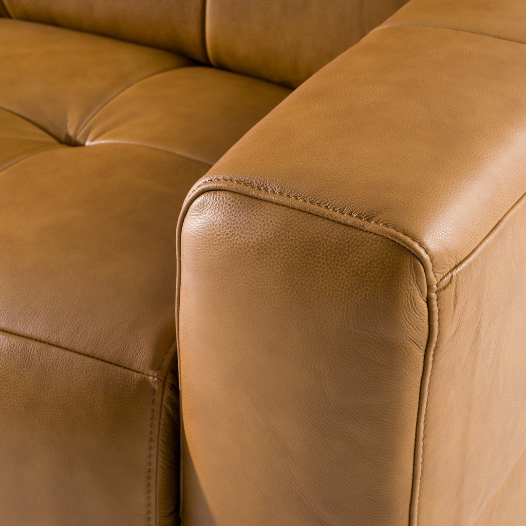 Chevak - Modern Brown Leather Sofa with 2 Recliners