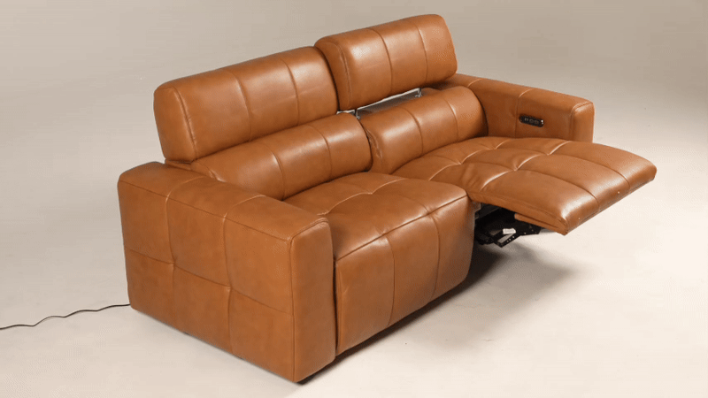 Chevak - Modern Brown Leather Sofa w/ 2 Recliners