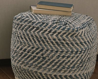 Chevron Pouf - Blue Accent Pouf modern furniture Contempo Furniture