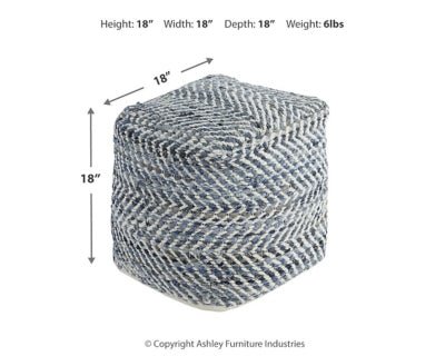 Chevron Pouf - Blue Accent Pouf modern furniture Contempo Furniture