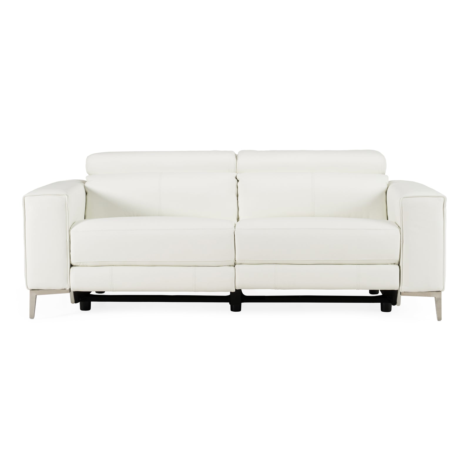 Chignik - Modern White Leather Sofa with 2 Recliners