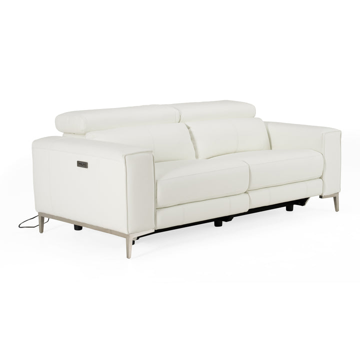 Chignik - Modern White Leather Sofa with 2 Recliners
