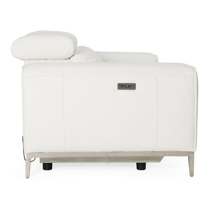 Chignik - Modern White Leather Sofa w/ 2 Recliners