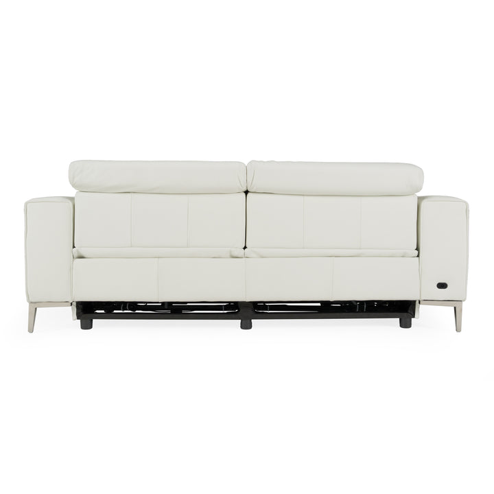Chignik - Modern White Leather Sofa w/ 2 Recliners