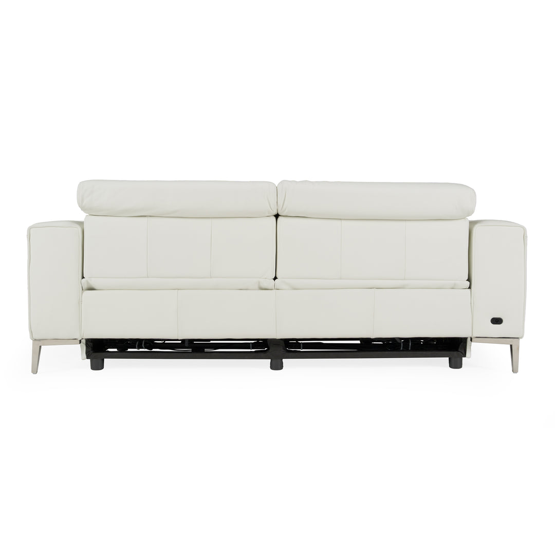 Chignik - Modern White Leather Sofa w/ 2 Recliners